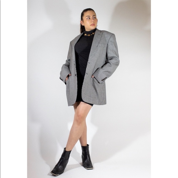 Italian cashmere houndstooth blazer - Picture 2 of 5